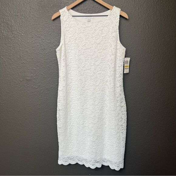 Charter Club Palm Beach Bright White Lace Dress - Picture 1 of 11